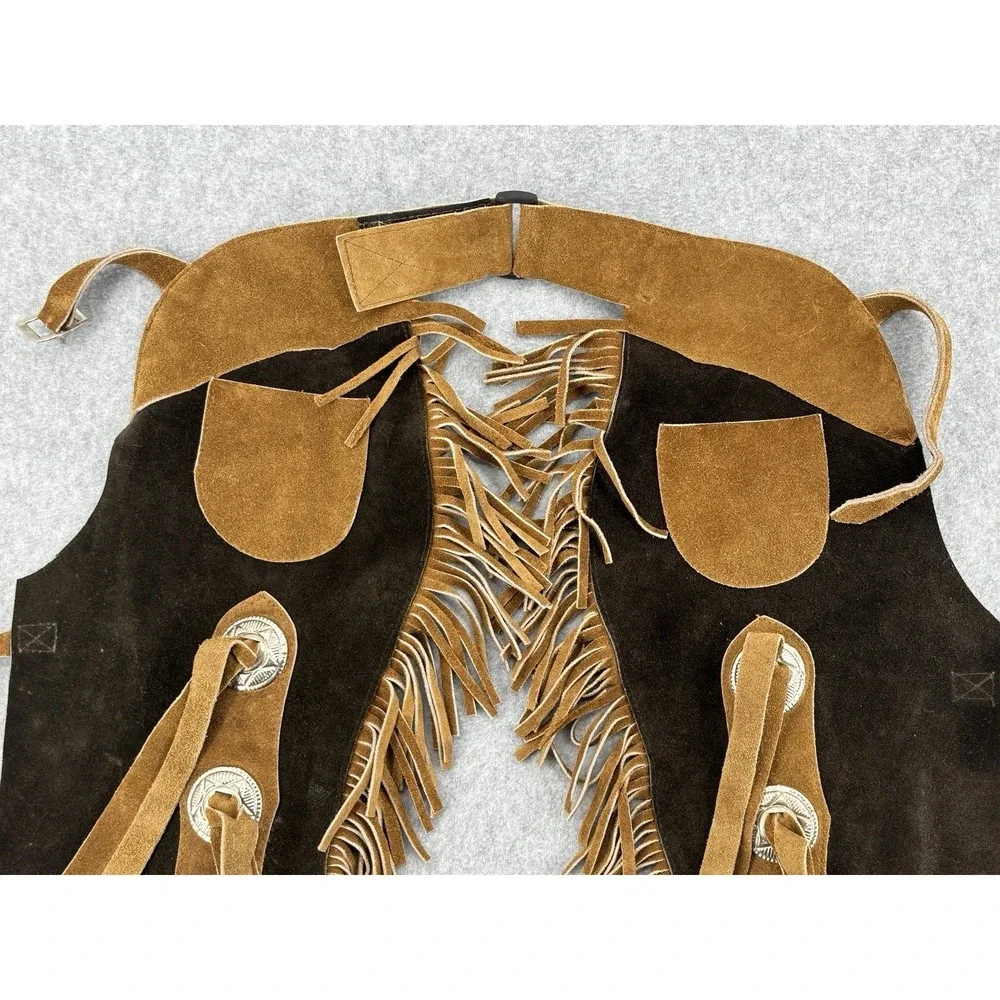 Equi-Grip Youth‎ Western Show Chaps Fringe Horse Concho Brown Small